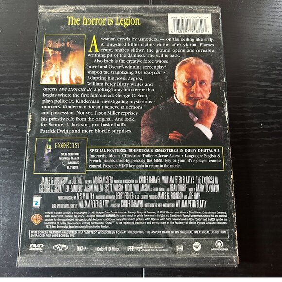 William Peter Blattys The Exorcist III DVD Horror Movie Original Case & Inserts - Picture 2 of 5